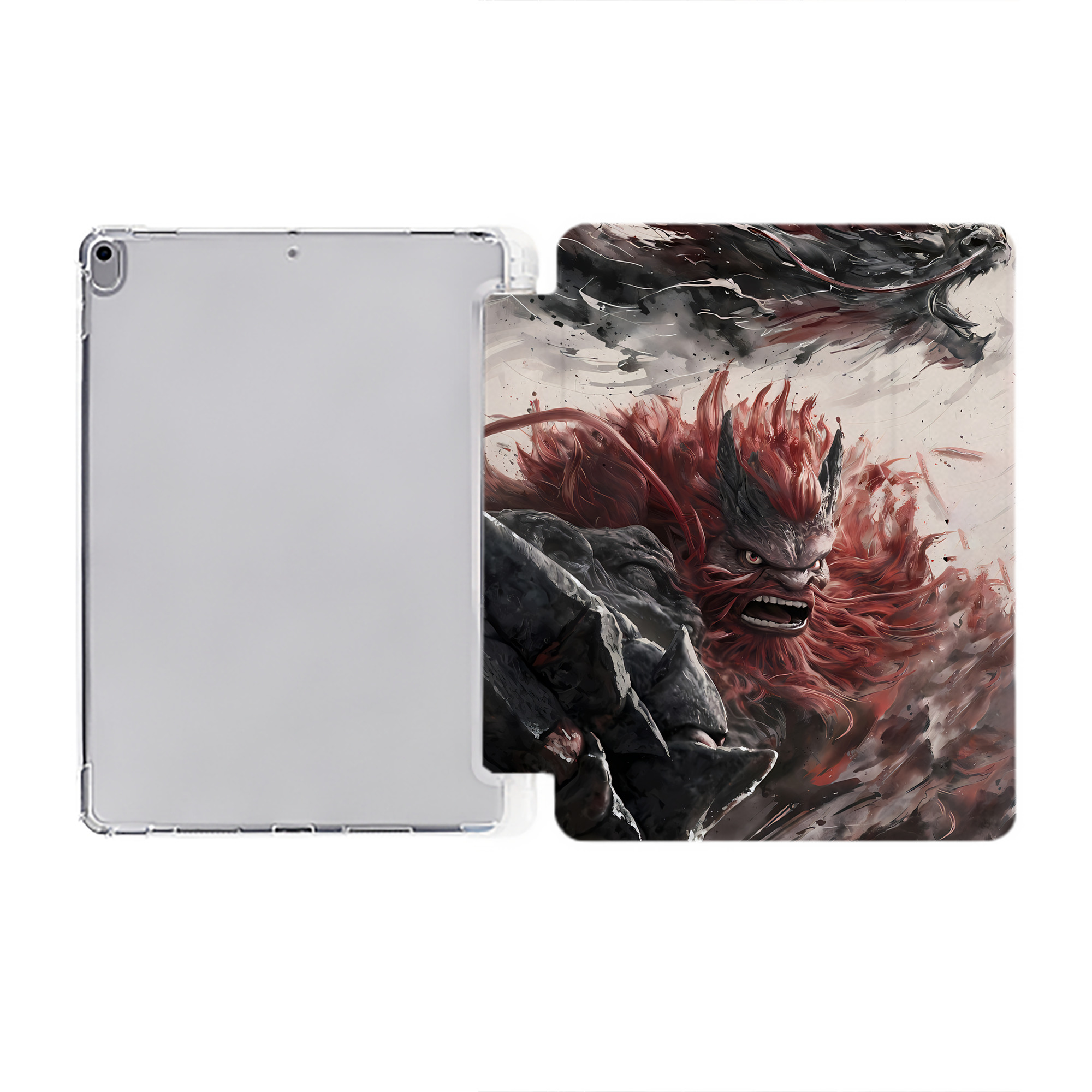 Ne Zha 2 ナタ 魔童の大暴れ IPad ケース ペン収納付き 三つ折りスタンド PUレザー×シリコン 対応機種9.5/10.5/10.9インチ